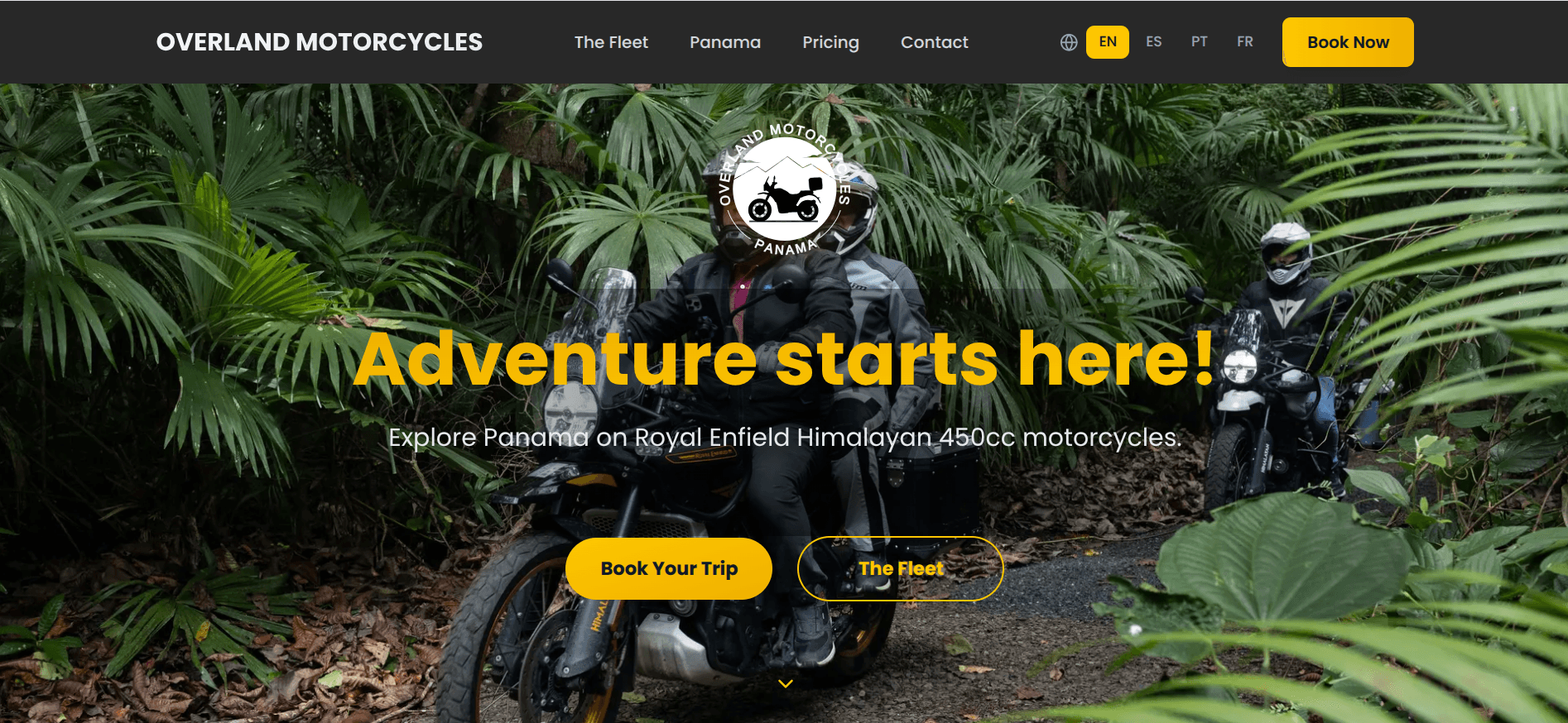 Overland Motorcycles Website Desktop