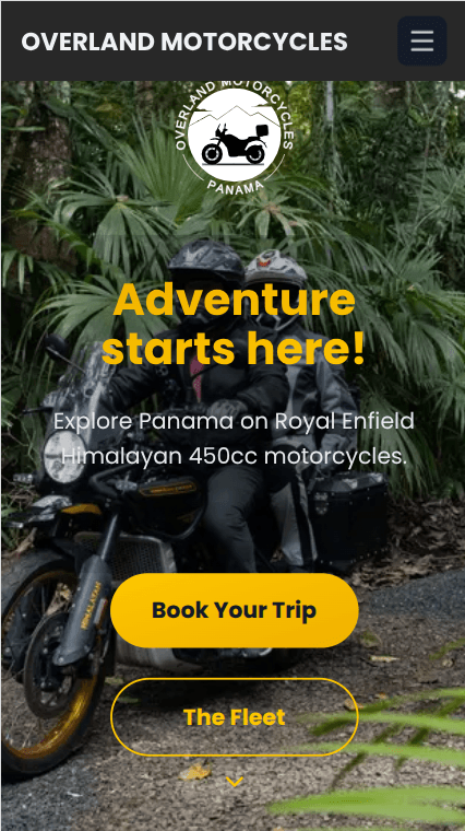 Overland Motorcycles Website Mobile