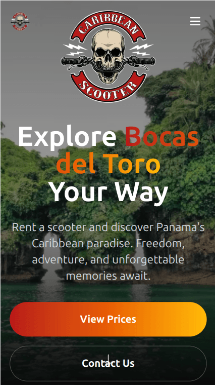Caribbean Scooters Website Mobile